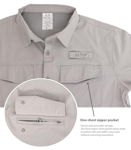 Realtree Men's Short Sleeve Performance Tech Vented UPF 50+ Sun Protection Fishing Shirts4