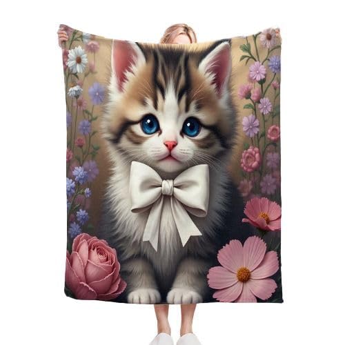 Couverture Polaire 220x240 Chat pour Lit King Size Confortable