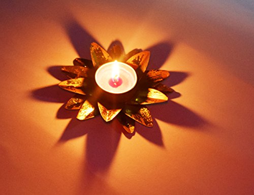 Craftsman 2Pc Designer Metal Diya In Lotus Shape With Golden Foil Paint Work. Diwali Candle Tea Light Holder Stand Dia Oil Lamp Outdoor Indoor Decoration Table Diya Housewarming Return Gift Items #TOP2