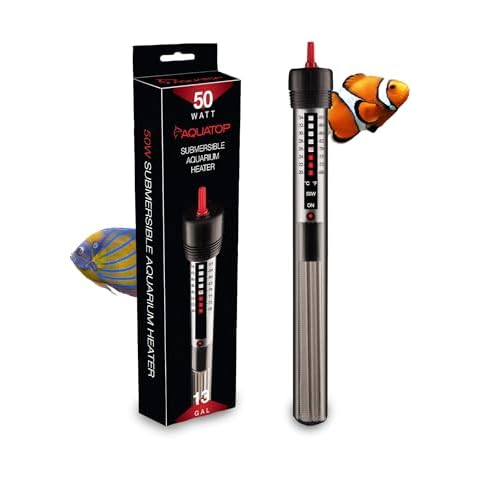Aquatop 50W Aquarium Submersible Glass Heater – Fully Submersible For Fish Tanks Up To 13 Gallons, 68-93F Adjustable Temperature Range, Fresh & Saltwater Use, Aquarium Heaters, GH-50 Cover