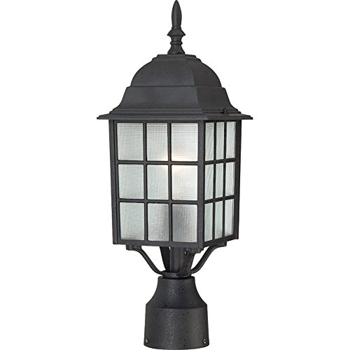 Image of Nuvo Lighting 60 /4909 Adams One Light Post Lantern 100 Watt A19 Max. Frosted Glass Textured Black Outdoor Fixture