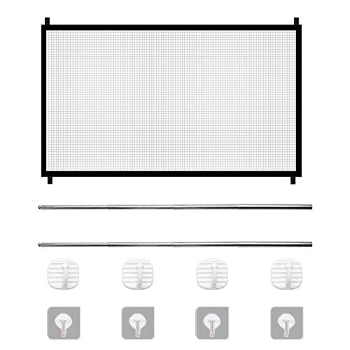 Magic Gate Portable Dog Gate Mesh Pet Gate Folding Safe Guard Dog Gates Doorways Safety Fence Install Anywhere Isolated Gauze Indoor Outdoor Safety Gate for Dogs Cats House Indoor Stair Doorway Use(S)