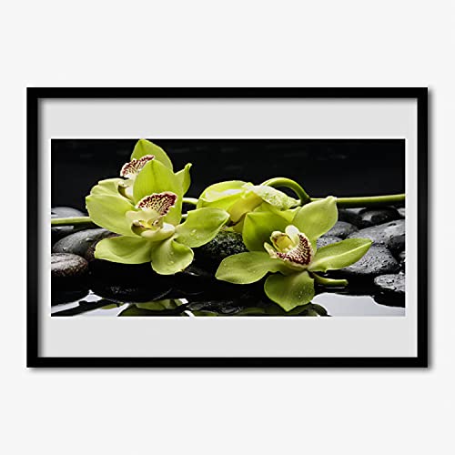 Image encadrée 70x50 de qualité supérieure avec motif orchidée botanique