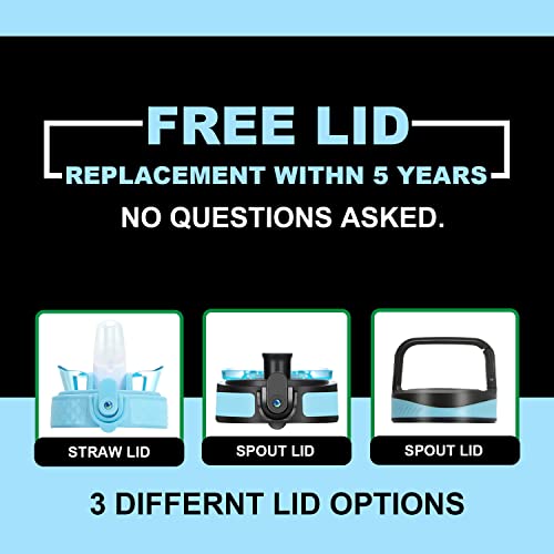 Stainless Steel Water Bottles 32 Oz Insulated Water Bottle With Straw/Strap/Handle 3 Lids For Sip Chug Spout,Double Wall Vacuum Warm Cold Sweat/Leakproof For Sports Gym Camping School Adult Kid Gift #TOP1