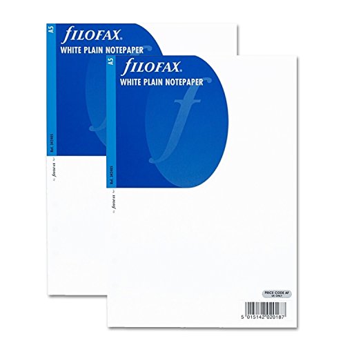 Feuilles de papier blanc uni Filofax A5 recharge bloc notes classeur