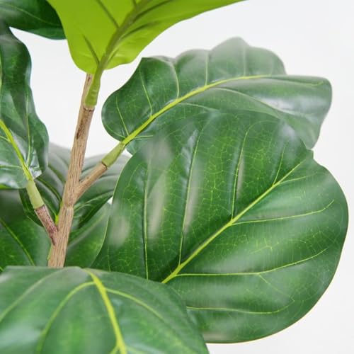 2 Stück Künstlicher Pflanze Fiddle Blättern Feigenbaum 180cm - Tropischer Ficus Pandurata Hance mit Weiß Topf - Ficus Baum mit Verstellbarem AST & Blättern, Deko für Wohnzimmer, Büro, Fest & Party
