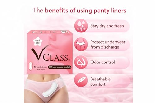 Image of VClass UltraDry Sanitary Panty Liners, White, Unscented, 20 Count