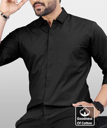 Image of Men's Cotton Full Sleeve Shirt | Regular Fit Casual & Formal Wear with Patch Pocket