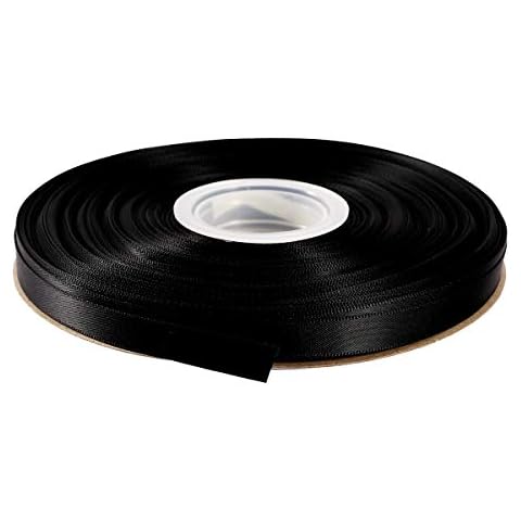ITIsparkle 9mm Width (3/8") Double Faced Satin Ribbon 45 Meters (Full Reel) Crafts Gift Wrap Floristry - Black Ribbon Cover
