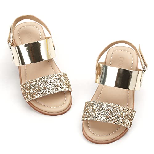 Image of Felix & Flora Toddler Girl Sandals - Little Girl Easter Dress Shoes Lightweight Open Toe Beach Holiday Flats