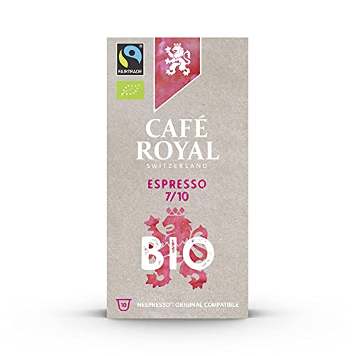 Café Royal Espresso Bio 100 Capsules pour Cafetière à Café Nespresso - Intensité 7/10 - Capsules de Café en Aluminium certifiées UTZ Cover