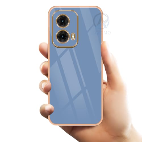Image of AESTMO Back Case Cover for Moto G85 5G Back Cover | Gold Electroplating Chrome | Raised Edges | Super Soft-Touch | Bumper Back Case for Moto G85 5G (Gold & Blue)