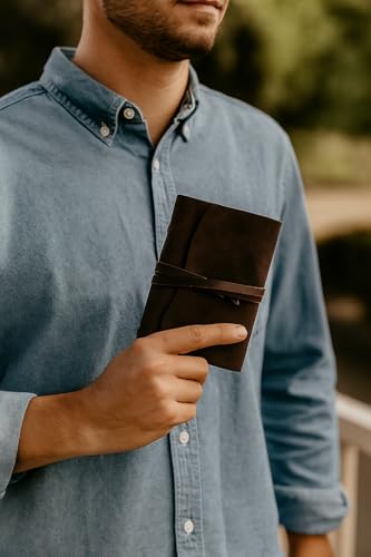 Image of RILIHO Leather Journal Notepad, Small Notebook 4.8x6.5 Inches, Mini Journal, Retro Premium Planner, Lined Diary Vintage Style, Ideal for Women and Men, Artists, Travelers, Dark Brown