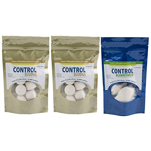 Swell UK Control Sludge and Control Blanketweed Pond Treatments, 12x Pond Sludge Nuggets & 6x Blanketweed Sachets