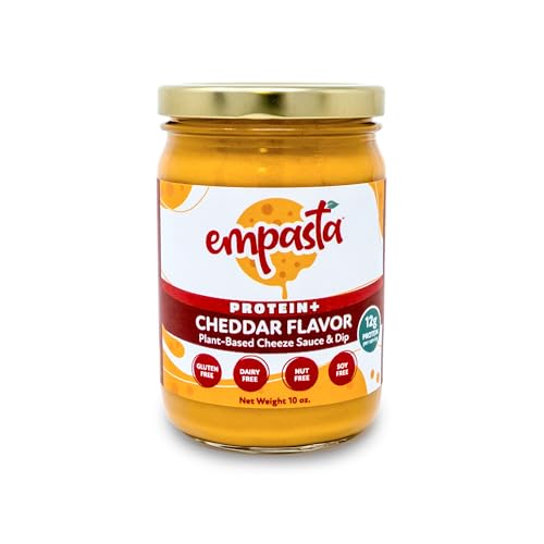 Empasta Vegan Cheeze Sauce – Dairy-Free, Gluten-Free, Nut-Free, Soy-Free – Creamy, Easy Melt, Low-Calorie Cheese Sauce Alternative for Dips, Pasta, Nachos, Burgers, Veggies & More – 12oz sustainable jar (Protein +)