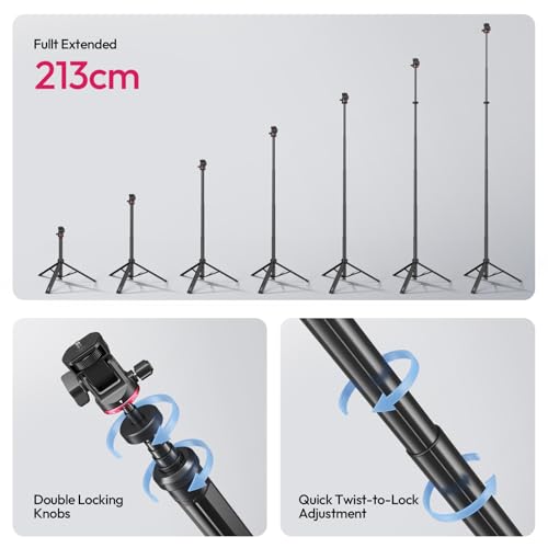 Image of ULANZI MT-80 Aluminum Tripod Stand, 7FT Auto Pop-Up Camera Light Tripod