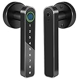 Smart Door Lock Fingerprint, Touchscreen Keyless Entry Door Lock, Fingerprint Door Lock with Keypad, Biometric Deadbolt with Reversible Lever Locking for Home and Apartment, Black