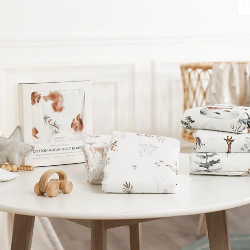 Image of GRSSDER Cotton Muslin Quilt Blanket - Silky Soft and Breathable Kids' Throw Blanket, Oversized Muslin Blankets for Newborns, Toddlers & Kids, 6 Layers Reversible Design for All Seasons, 55 inch x 69 inch