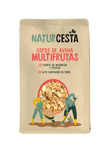 Naturcesta - Copos de Avena Multifrutas - 1 kg - Alto Contenido en Fibra y Proteínas - Aporta una Dosis Extra de Energía - Ideales como Desayuno o Merienda