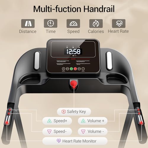 image for CURSOR FITNESS Home Folding Treadmill with Pulse Sensor, 2.5 HP Quiet 