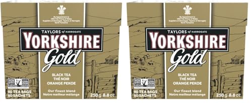 Image of Yorkshire Tea, Gold, Pillow Tea Bags, 80 Count (Pack of 2), Premium Blend, Rich, Smooth, and Satisfying, Classic British Breakfast Blend, Caffeinated, Enjoy Hot or Iced, 80 Teabags