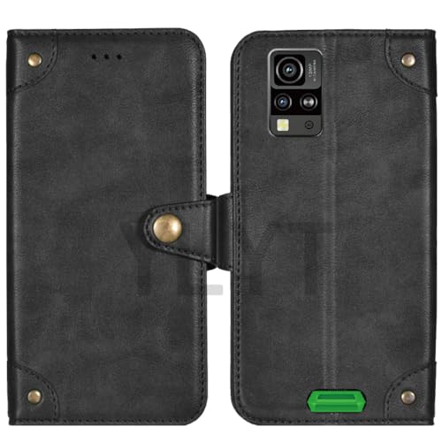 HsinchuTien ブラック カバー 合皮 保護する TPU Silicone Cover シリコーン Case レザー カード 収納 じきバックル 財布 ケース 手帳型 可兼容Blackview bv4800 Pro 6.56 inchとの互換性あり