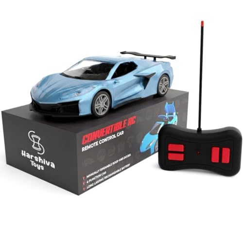 Image of Convertible Remote Control Car for Kids | Rechargeable RC Car with 2+ Hours Playtime | Manually Openable Doors & Roof | Made in India (Metallic Blue)