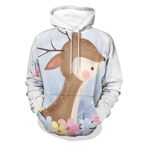 Sweats à capuche manche longue mignon cerf pour cocooning et sorties décontractées