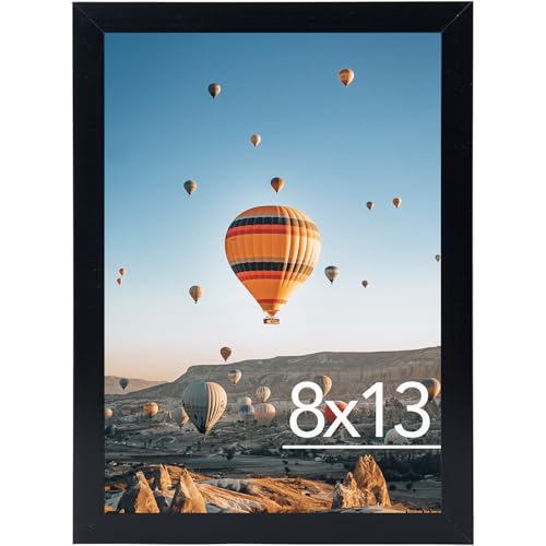 Image of JCJMY 8x13 Picture Frame Black for Wall Hanging or Tabletop, Wall Mounting Horizontally or Vertically, 8 x 13 Wall Gallery Poster Photo Frame with Shatter Resistant Plexiglass, Black