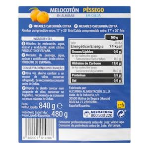 Pêche au sirop Hacendado Pot 840 g (480 g égoutté) Lot de 2