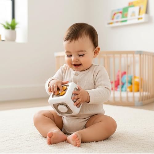 Image of Toytastic Montessori Baby Activity Cube - Multi-Sensory Learning Toy with Buttons, Switches, Dials & Rotating Fan for Toddlers