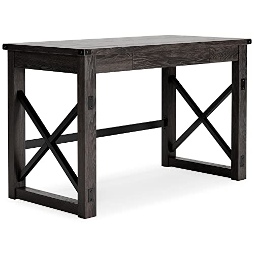 Signature Design by Ashley Freedan Rustic Farmhouse Home Office Desk, Dark Gray