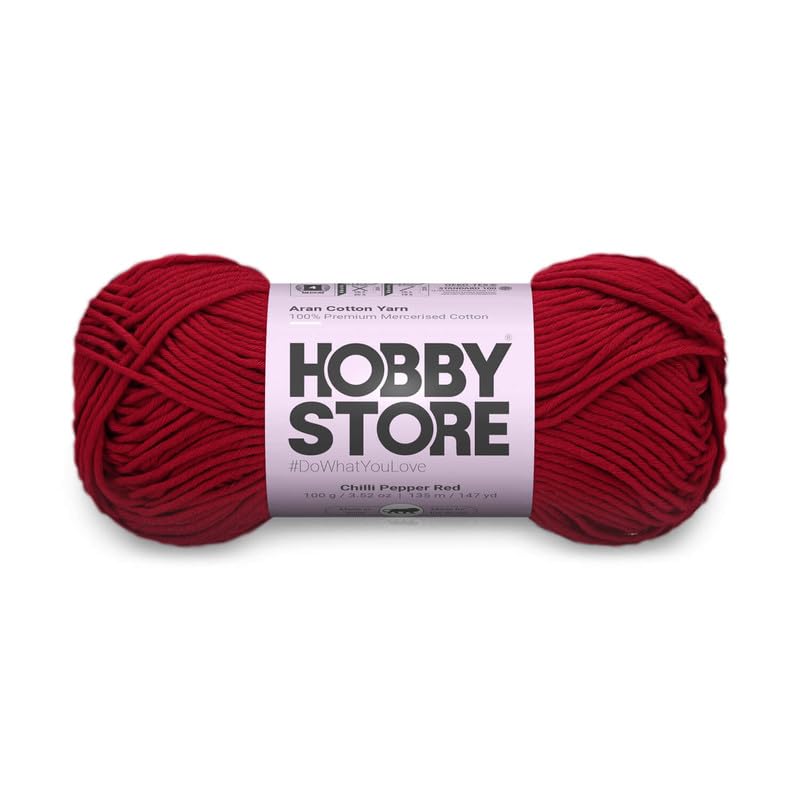 Image of Cotton - Aran Yarn - 100% Mercerised Cotton Aran Yarn for Crochet & Knitting Durable Home Decor (1 ball /100 g) - 408 Chilli Pepper Red | Magic Needles