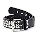 FOCAST Black Studded Belt Punk Rock Rivet Belt Grommet Threads belts with Bright Metal Pyramid for Women Men (Black, Fit Pant 31-36 inch)