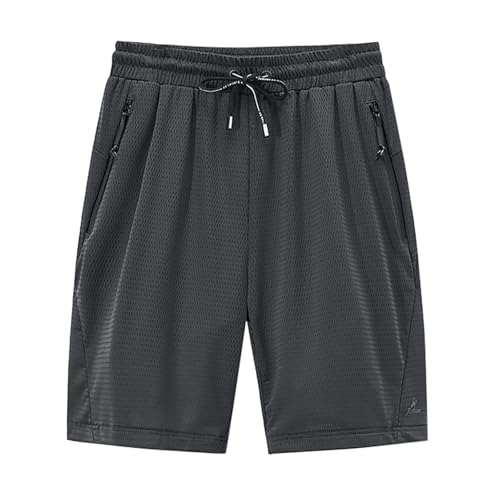 Generisch Pantalones de chándal cortos para hombre, pantalones cortos deportivos con cremallera, transpirables, secado rápido, correr, gimnasio, casual, pantalones cortos ligeros para correr, ropa