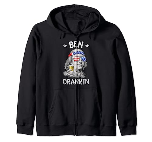 Ben Drankin 4th of July Benjamin Franklin Men Women USA Flag Sudadera con Capucha