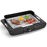 Clatronic® Barbecue-Tischgrill | Elektrogrill ideal für Balkon & Küche | Elektro Grill mit Windschutz | Grill mit verchromtem Grillrost | Tischgrill mit Cool Touch-Gehäuse | BQ 3841