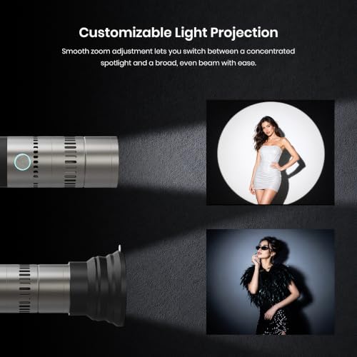 Image of Simpex FL-50 RGB Photography Flashlight Portable 50W LED Video Light with Professional Optical Lens, Adjustable Focus Beam, 22 Projection GOBOs, 4 Color Modes, CRI95+, 4500mAh Battery, Type-C Charging