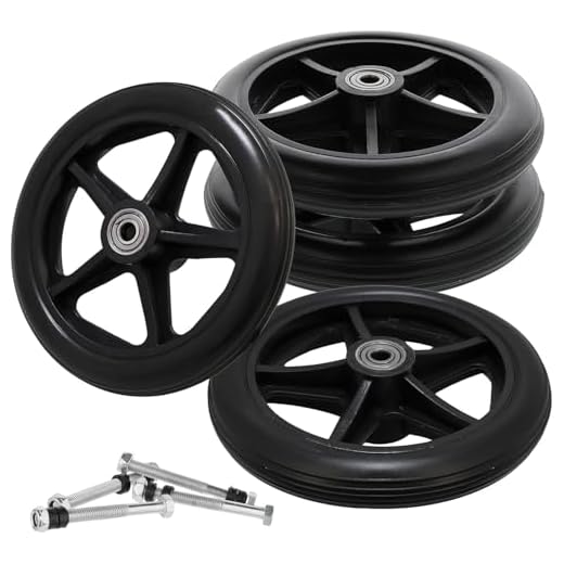 Pack of 4 150 mm Solid Replacement Wheels Environmentally Friendly Rubber Material, Wear-resistant PU Tyres, Non-Slip and Durable ABS Wheel Hub Replacement Wheel Wheelchairs, Rollators
