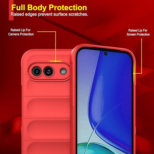 Image of amazon basics Back Case Cover for Google Pixel 9A | Compatible for Google Pixel 9A Back Cover | Liquid Silicon Magic Case with Camera Protection | Red