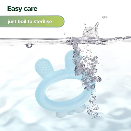 Image of Haakaa Silicone Baby Teether - Rabbit Ear Frozen Teething Toy for Babies 3-6 Months- Cold Teething Relief - BPA Free Silicone -Blue