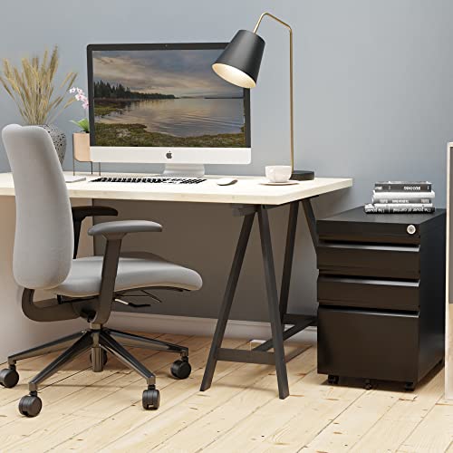 Metan Metal 3 Drawer Mobile File Cabinet With Lock, Under Desk Metal Filing Cabinet For Legal/Letter File, Fully Assembled, Black #TOP1
