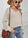 Fisoew Damen V-Ausschnitt Strickpullover Langarm Gerippte Pullover Leicht Häkelpullover Casual Sweater,Beige,S