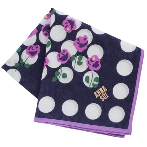 [ANNA SUI] 【アナスイ】 大判 プリントハンカチ（58cm）ローズドット (パープル) 婦人 レディース ハンカチ ハンカチーフ 約58cm 000448-0003-03