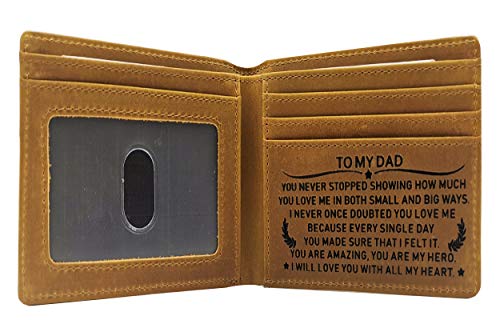 Product Image of the Fundykee Engraved Mens Wallet Personalized Leather Wallet for Men Husband Dad Son Boyfriend Love Custom Gifts (Bifold wallet for dad)