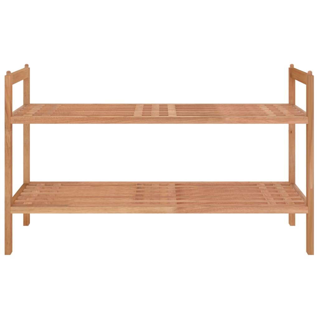 Schuhregal Massivholz Nussbaum 69x27x41 cm mit 2 Ablagen, stapelbar, schmal, platzsparend für Flur und Diele, schuhständer mit Griffen, staubdicht, Ordnungssystem, Schuhkommode Organizer