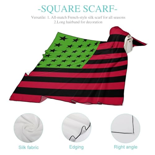 Pan African American Flag Silk Head Scarf Bandana Hair Wrap Neck Scarf Lightweight Shawl Wrap, 0ne size, 2024042334