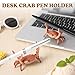 2 Pack Desk Crab Pen Holder, Creative Weightlifting Crab Pencil Stand Holder, Desk Organizers and Accessories, Cute Office Decor for Small Items at Home, School, Studio (Red)