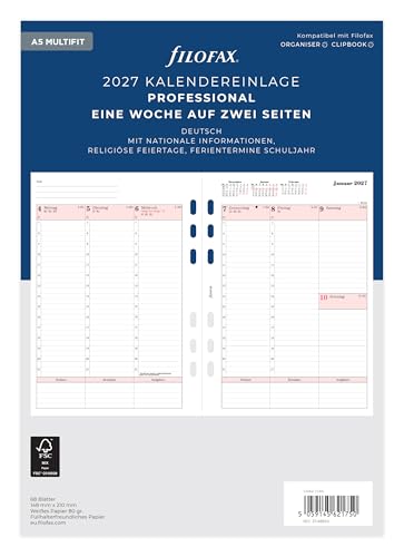Filofax Kalendereinlage A5 Professional 1 Woche auf 2 Seiten deutsch 2027