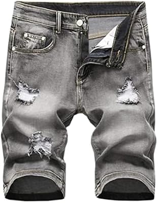 Betusline Men's Ripped Shorts - Distressed Denim Casual Summer Jean Shorts, C Grey, US 36
